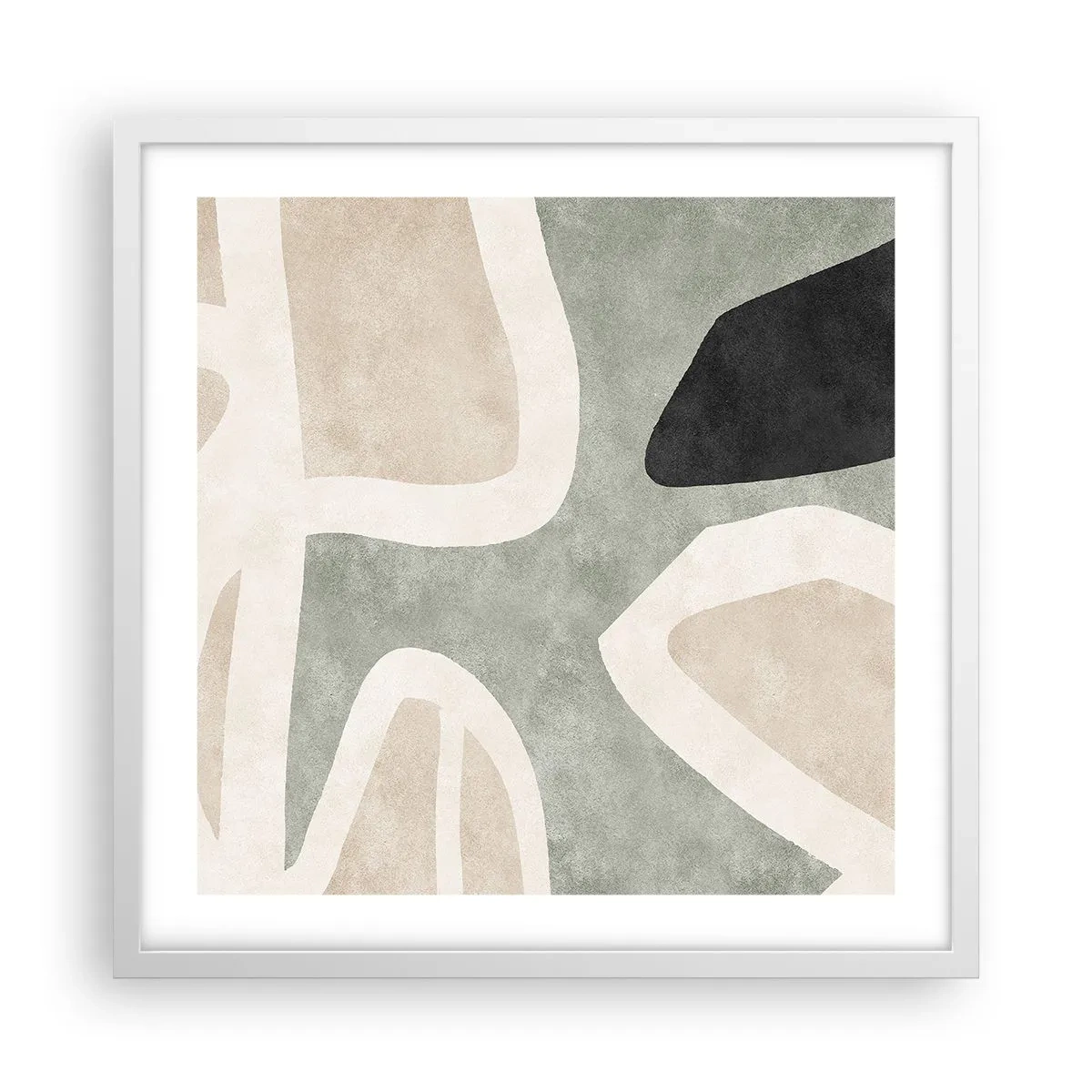 Poster în ramă albă - Compoziție cu motiv negru - 50x50 cm