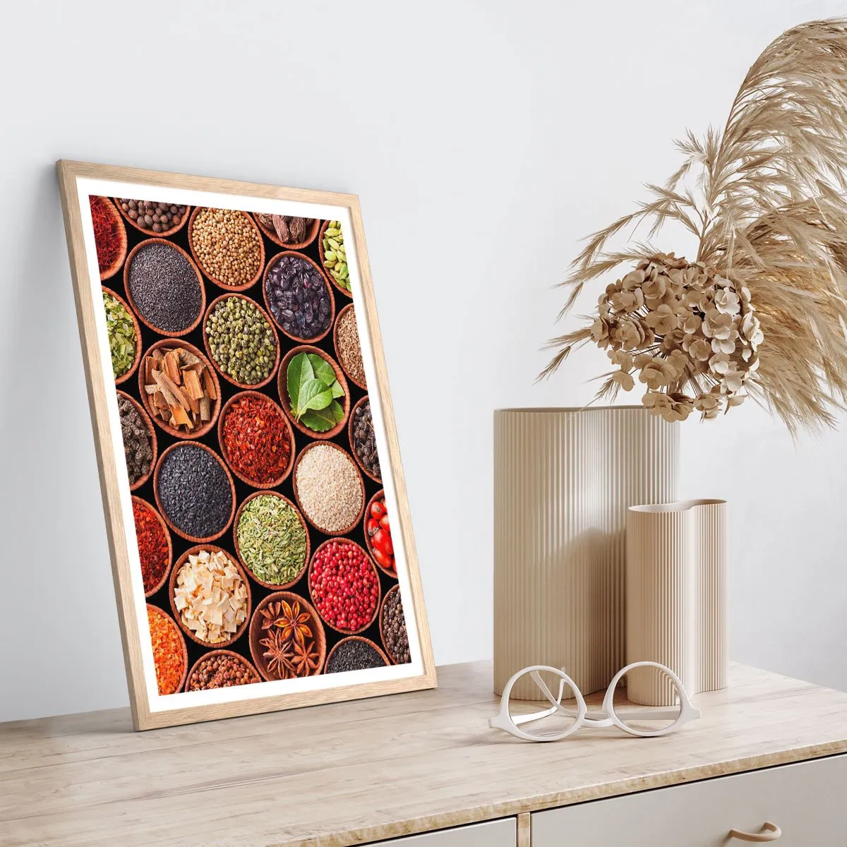 Poster în ramă de stejar deschis - Toate gusturile lumii - 50x70 cm
