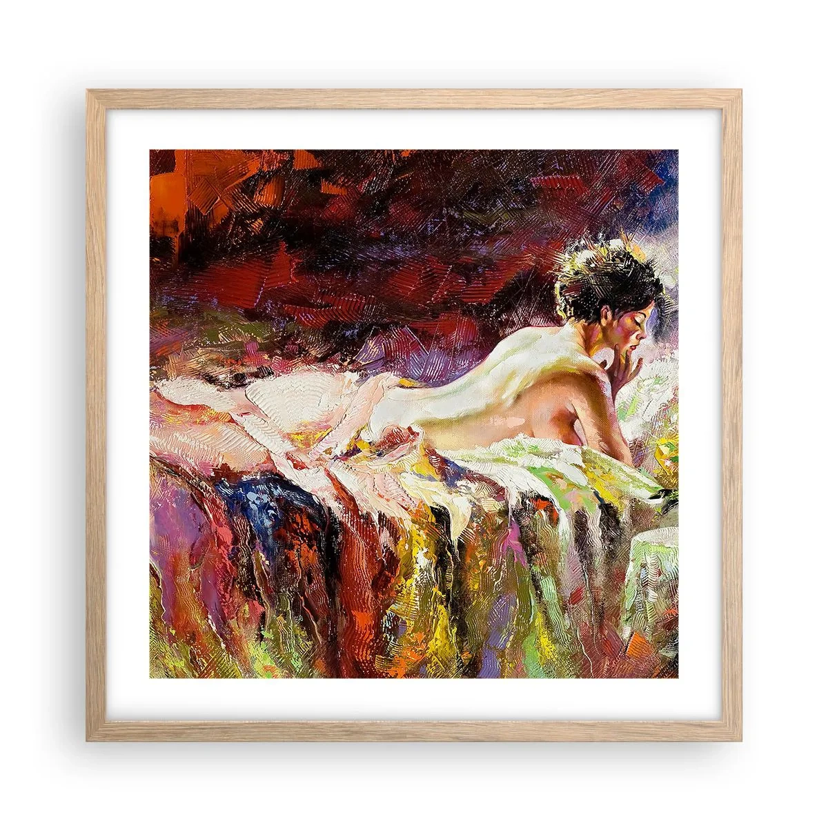 Poster în ramă de stejar deschis - Venus în gând - 50x50 cm