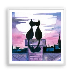 Poster în ramă albă - Rendez-vous sub lună - 60x60 cm