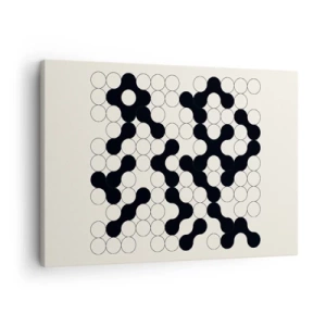 Tablou pe pânză Canvas - Modele alb-negru cu cercuri pe un fundal deschis - 70x50cm - Joc chinezesc - o variație - Decorațiune modernă pentru perete pentru living și dormitor ARTTOR