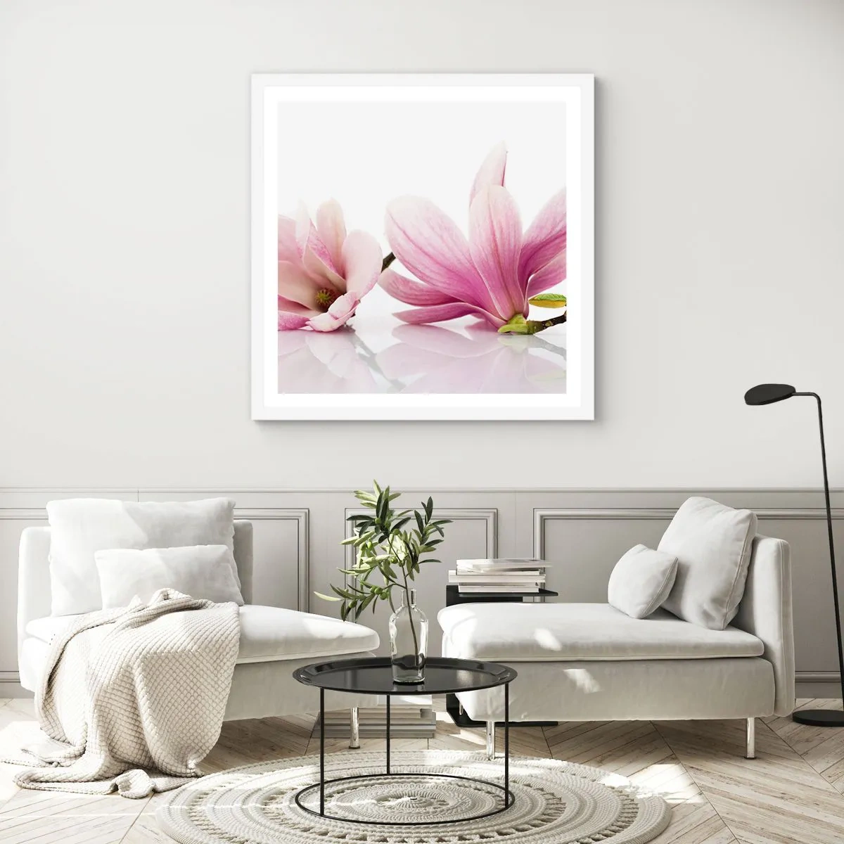 Poster în ramă albă - Delicate ca o adiere de primăvară - 60x60 cm