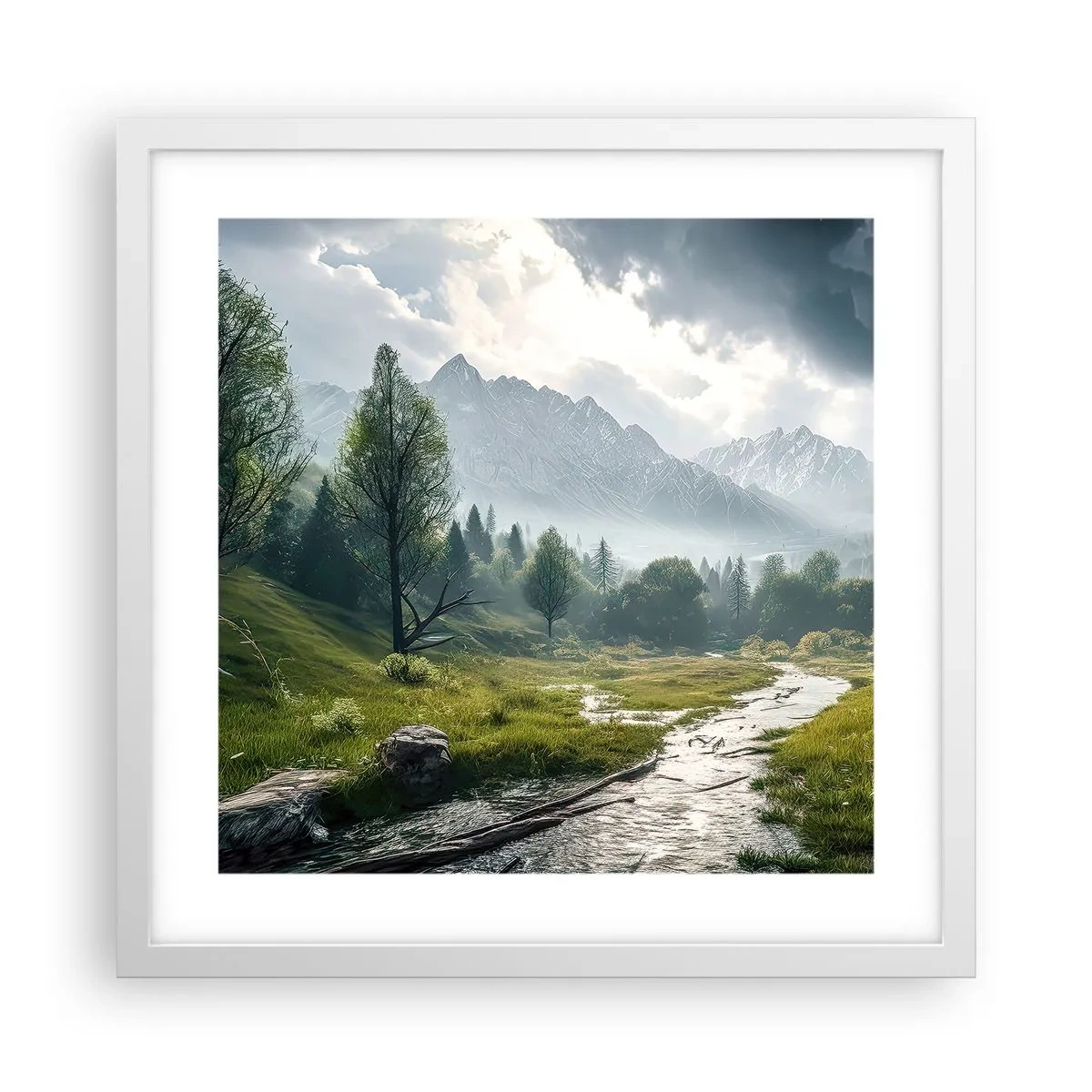 Poster în ramă albă - Până acolo și înapoi - 40x40 cm