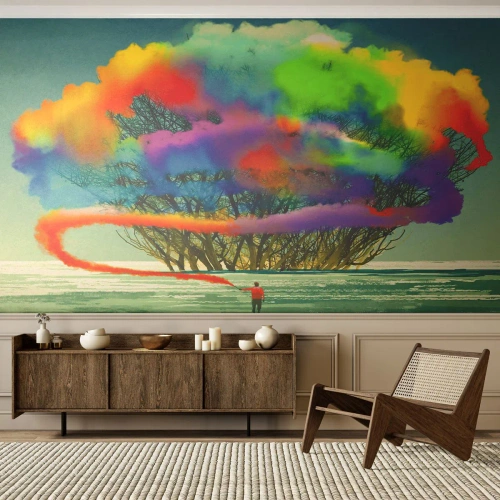 Tapet Autoadeziv Deluxe Sticker - Aducând această lume la viață - Abstracția, Om, Model modern - 250x175 cm
