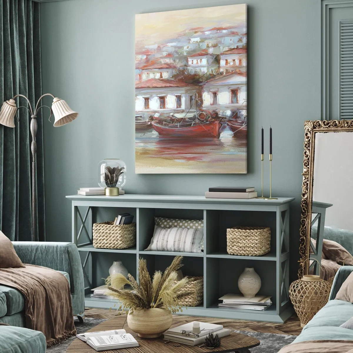 Tablou pe pânză - Orășel fericit - 65x120 cm