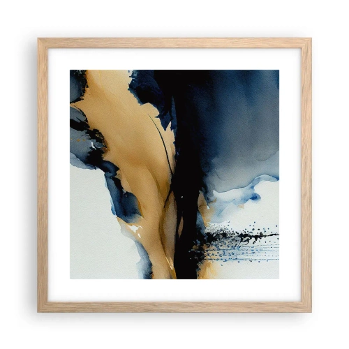 Poster în ramă de stejar deschis - În spatele cortinei - 40x40 cm