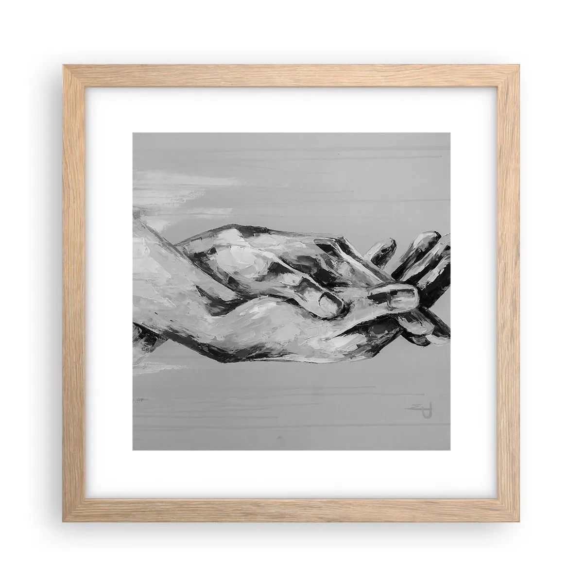 Poster în ramă de stejar deschis - Începutul... - 30x30 cm