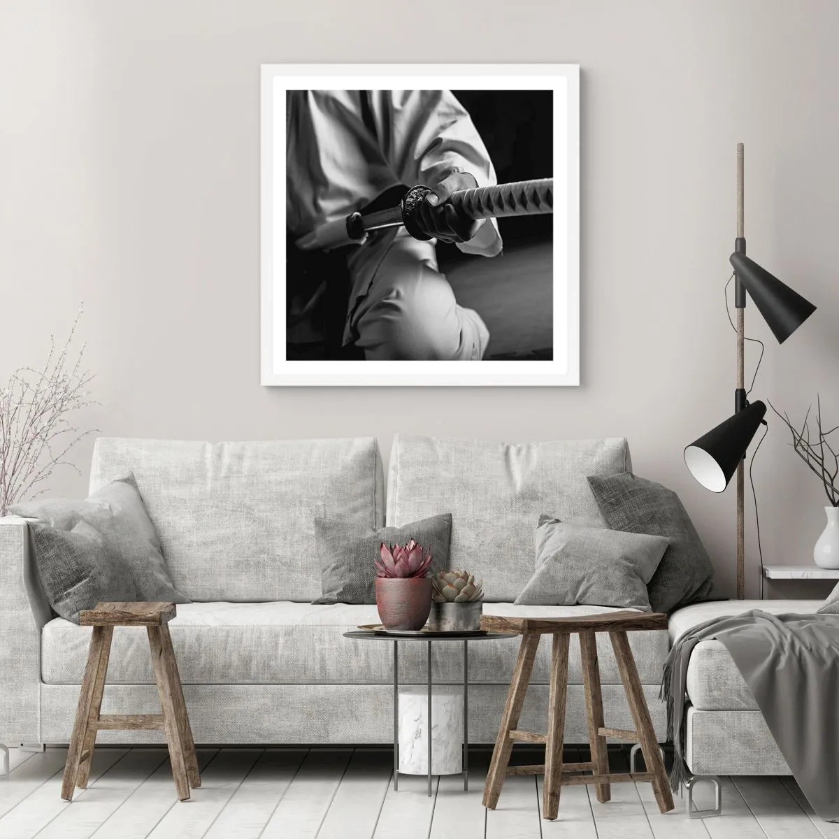 Poster în ramă albă - Sufletul unui războinic - 60x60 cm