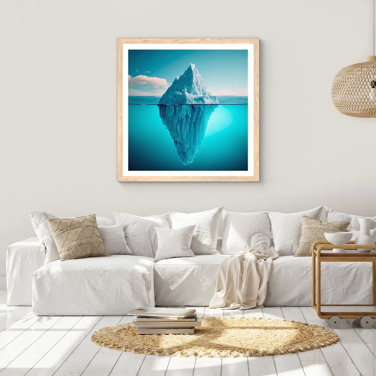 Poster în ramă de stejar deschis - Regina de gheață - 40x40 cm