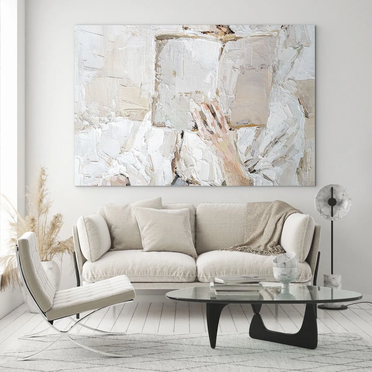 Tablou pe sticlă - O persoană cufundată în citirea unei cărți pe un fundal luminos, impresionist - 70x50cm - Într-o altă lume - Decorațiune modernă pentru perete pentru living și dormitor ARTTOR