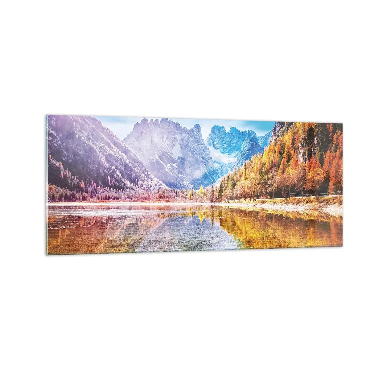 Tablou pe sticlă - Iar în munți începe toamna - 100x40 cm