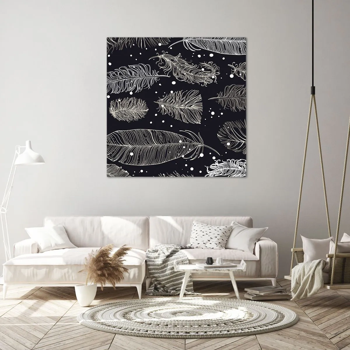 Tablou pe pânză - Dantelă cu pene - 30x30 cm