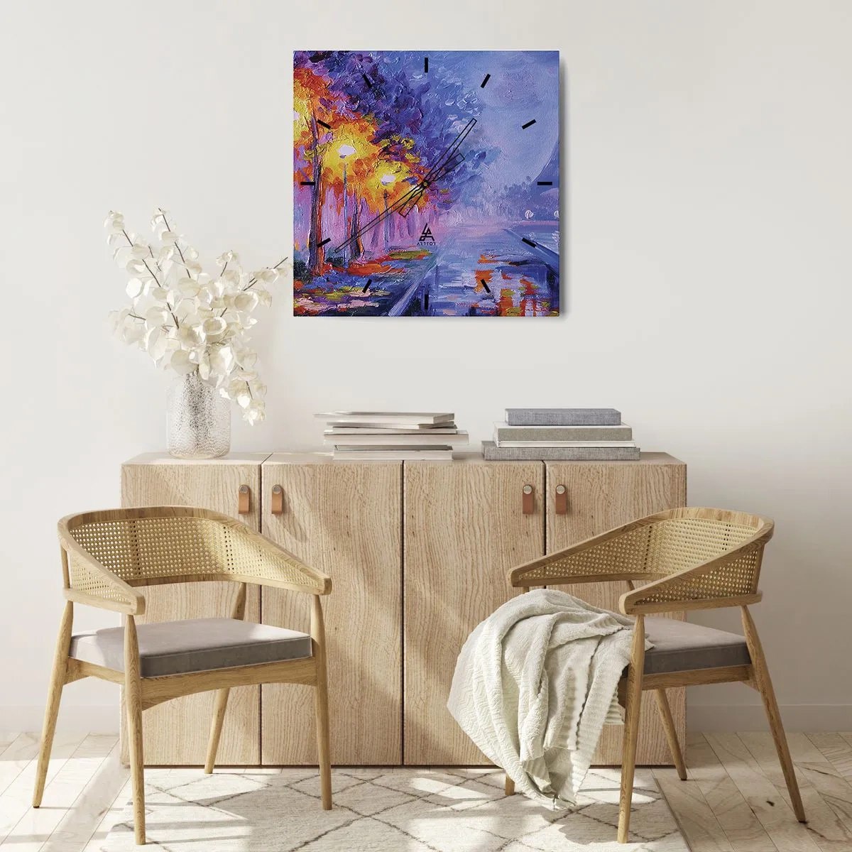 Ceas de perete - Ceas pe sticlă - O plimbare de vis - 30x30 cm