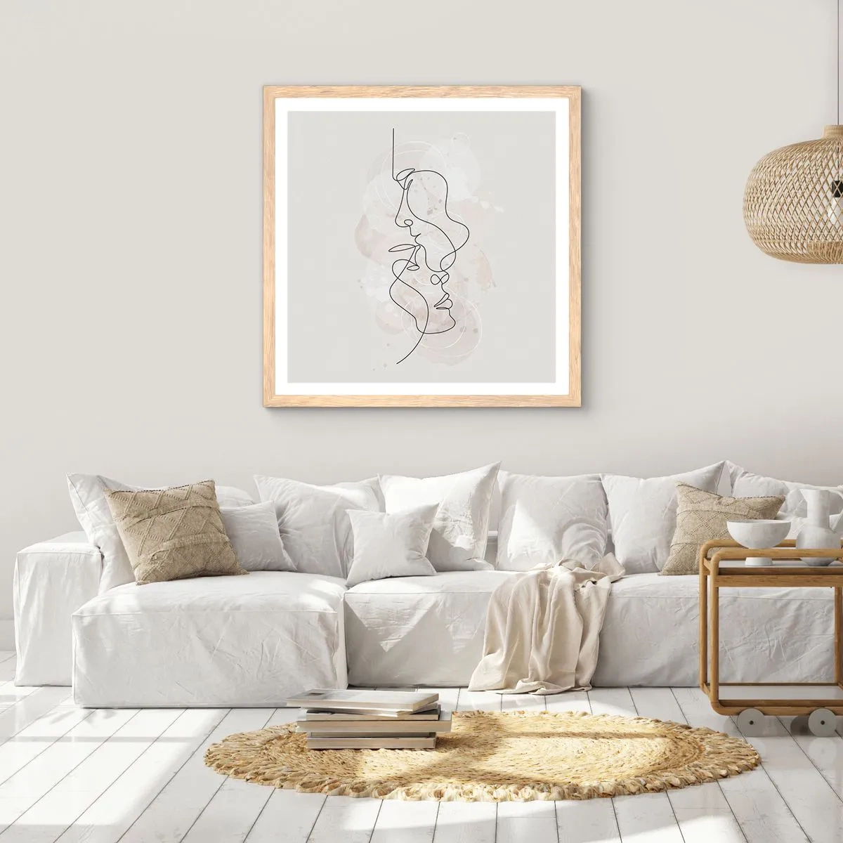Poster în ramă de stejar deschis - Încurcați într-o îmbrățișare - 30x30 cm