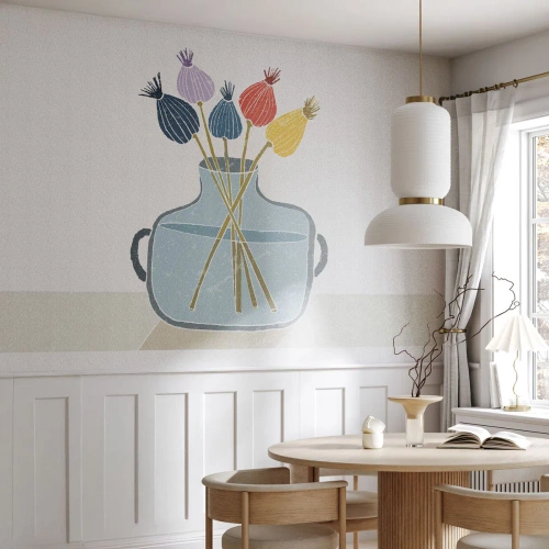 Tapet Premium Sand - Paparune sau maci? - Flori, Vază, Minimalism - 250x175 cm