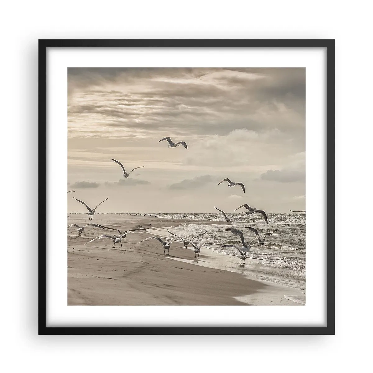 Poster în ramă neagră - Marea zumzăie, păsările cântă - 50x50 cm