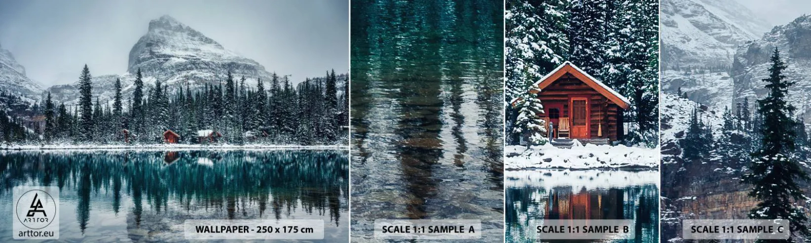 Mostră de Tapet Standard Eco - Refugiu canadian - Peisaj, Canada, Iarnă - 100x30 cm