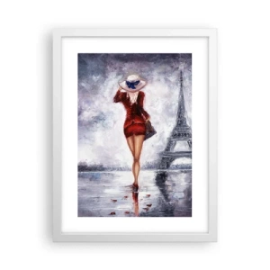 Poster în ramă albă - Simboluri pariziene - 30x40 cm