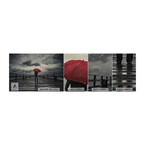 Mostră de Tapet Standard Eco - Nu e nimic dacă plouă - Pier din lemn, Mare, Plimbare in ploaie - 100x30 cm