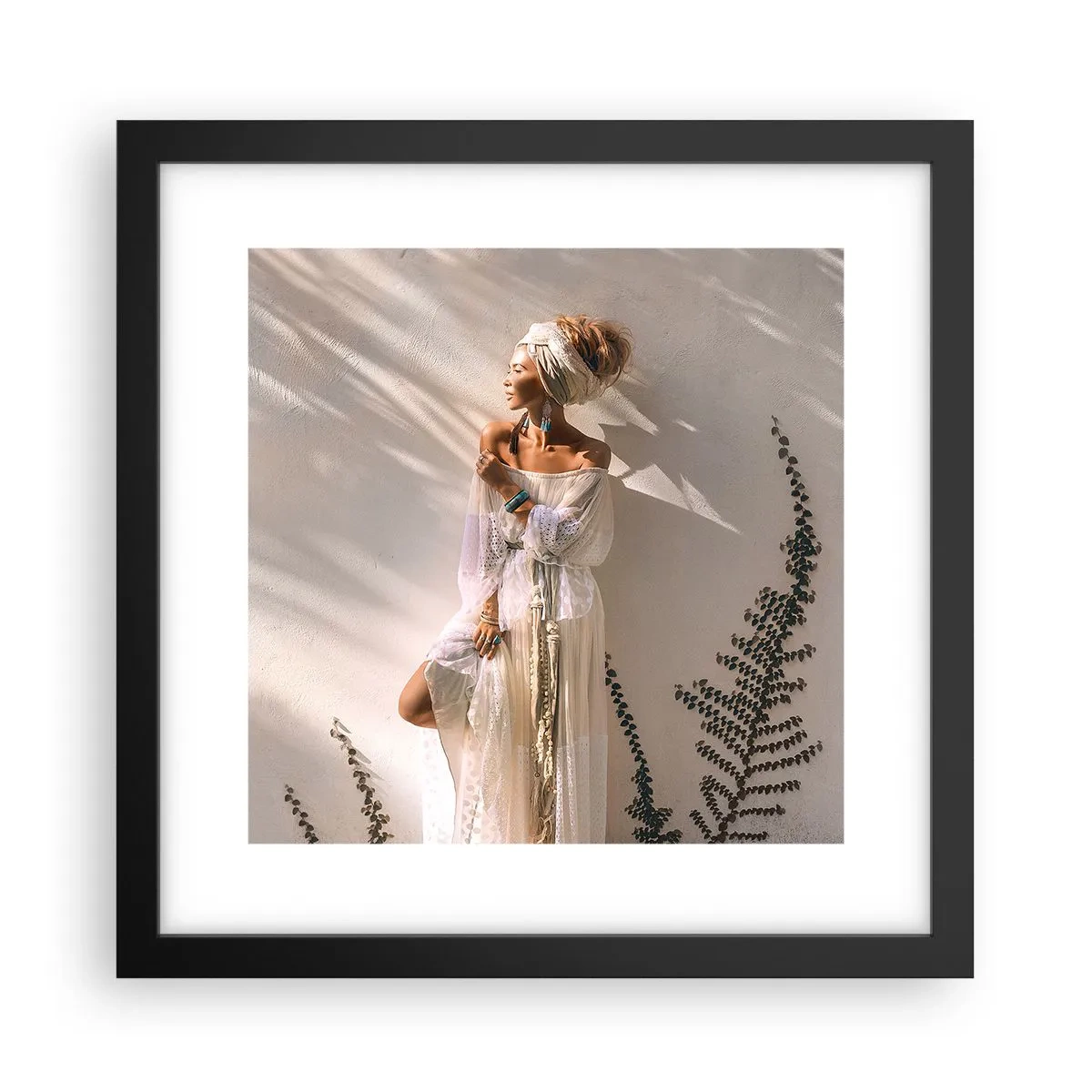 Poster în ramă neagră - Soarele și fata - 30x30 cm