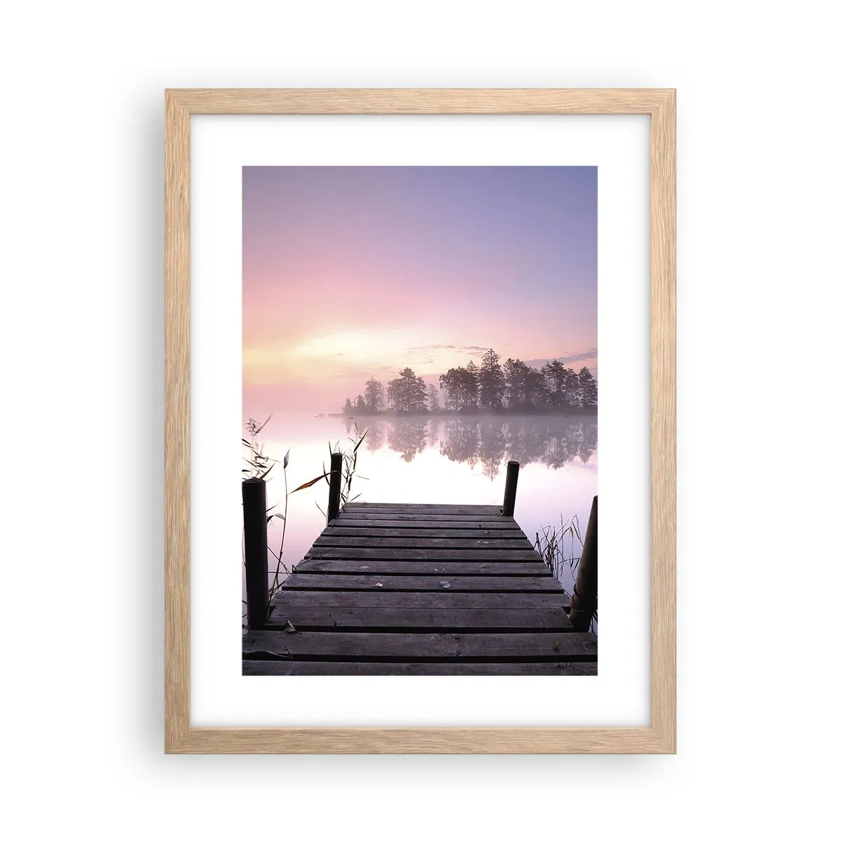 Poster în ramă de stejar deschis - Din ceața de liliac... - 30x40 cm