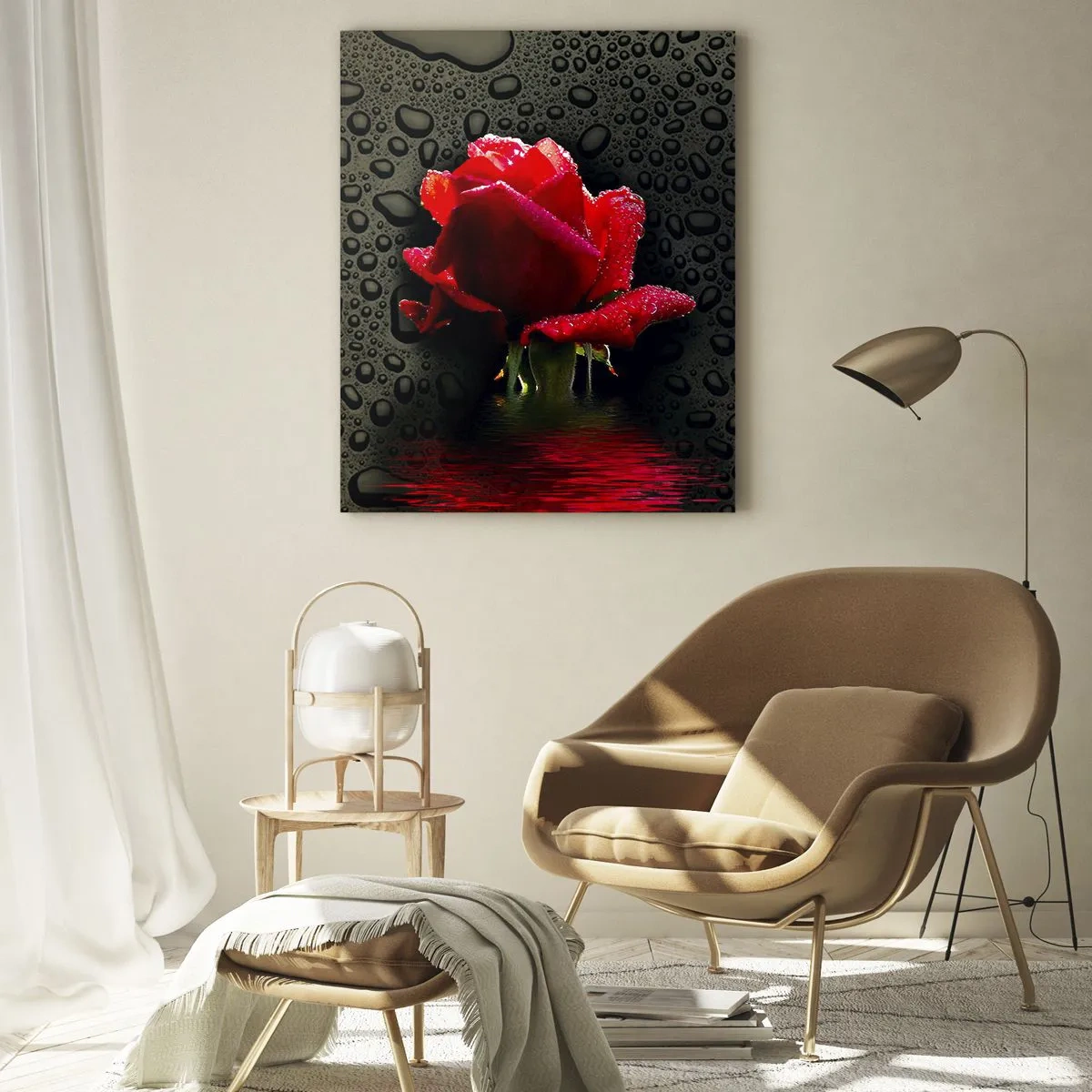 Tablou pe sticlă - Roșu și negru - 50x70 cm