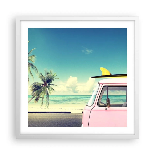 Poster în ramă albă - Să înceapă vacanța - 50x50 cm