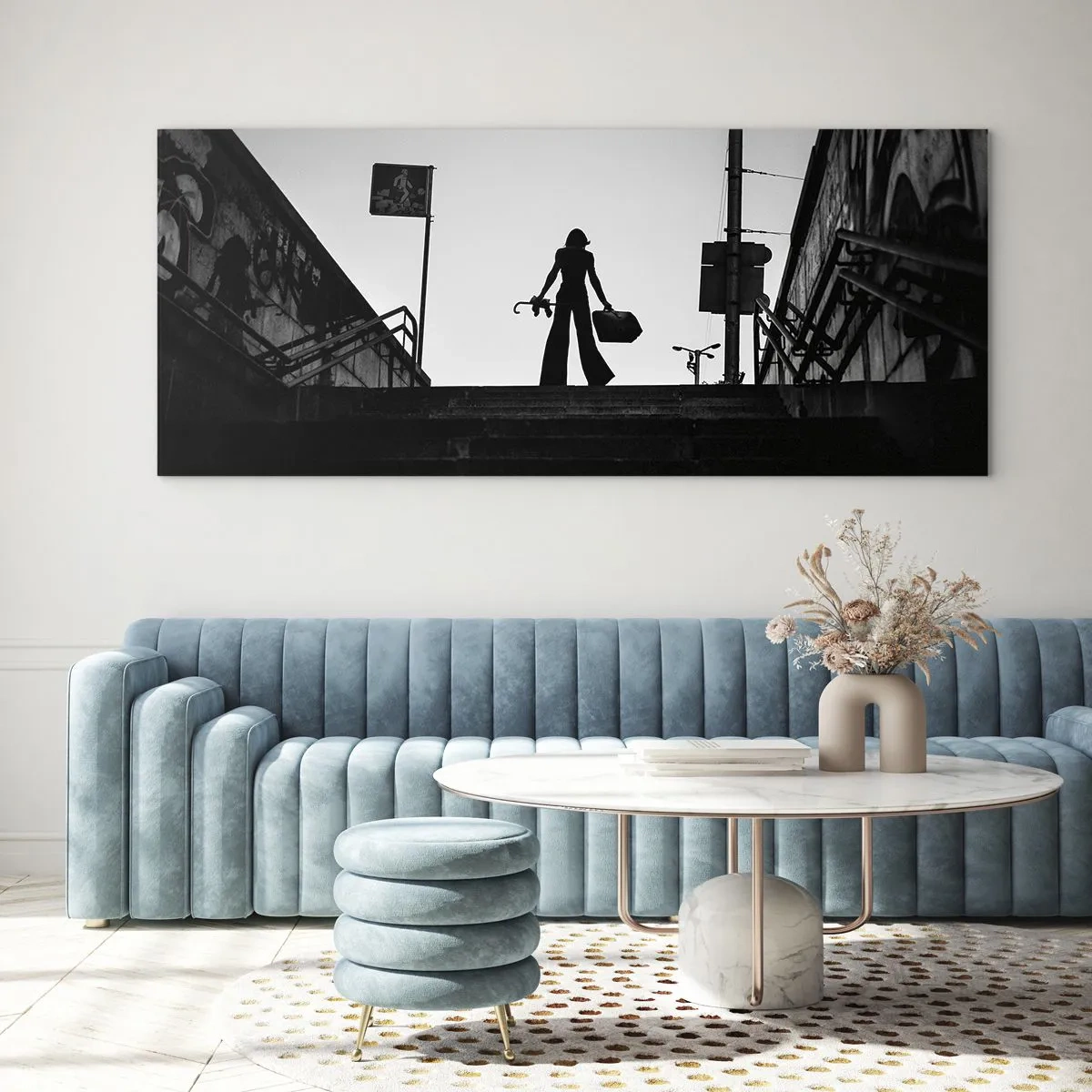 Tablou pe sticlă - Rătăcire urbană - 100x40 cm