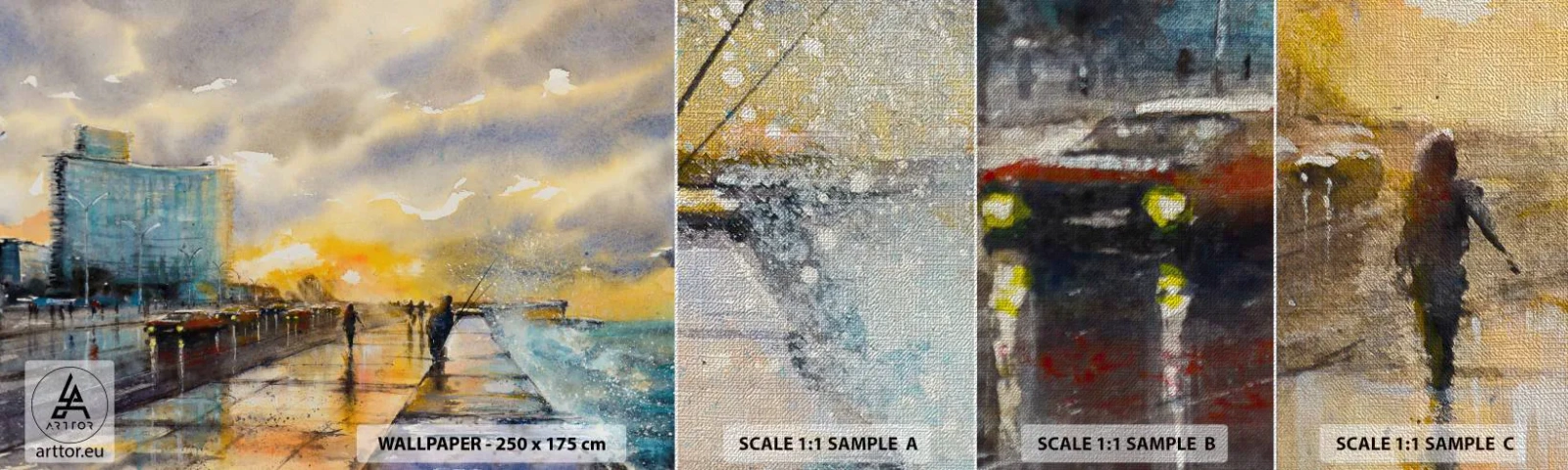 Mostră tapet Premium Canvas - Viața pe țărm - Peisaj, Bucată, Apus de soare - 100x30 cm