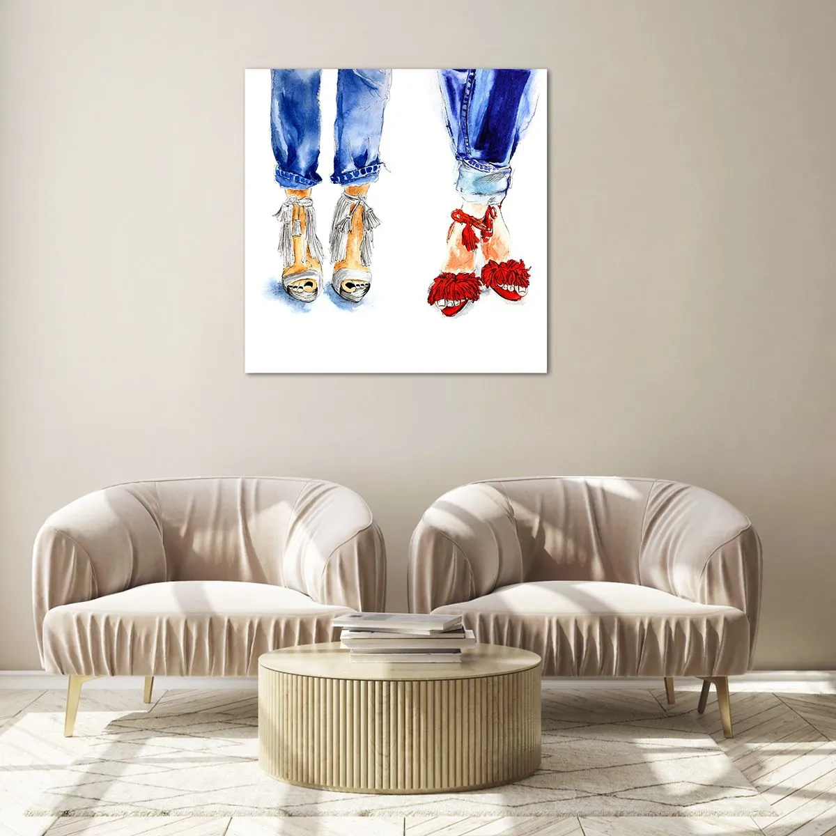 Tablou pe sticlă - De ce nu mergem la o plimbare? - 40x40 cm