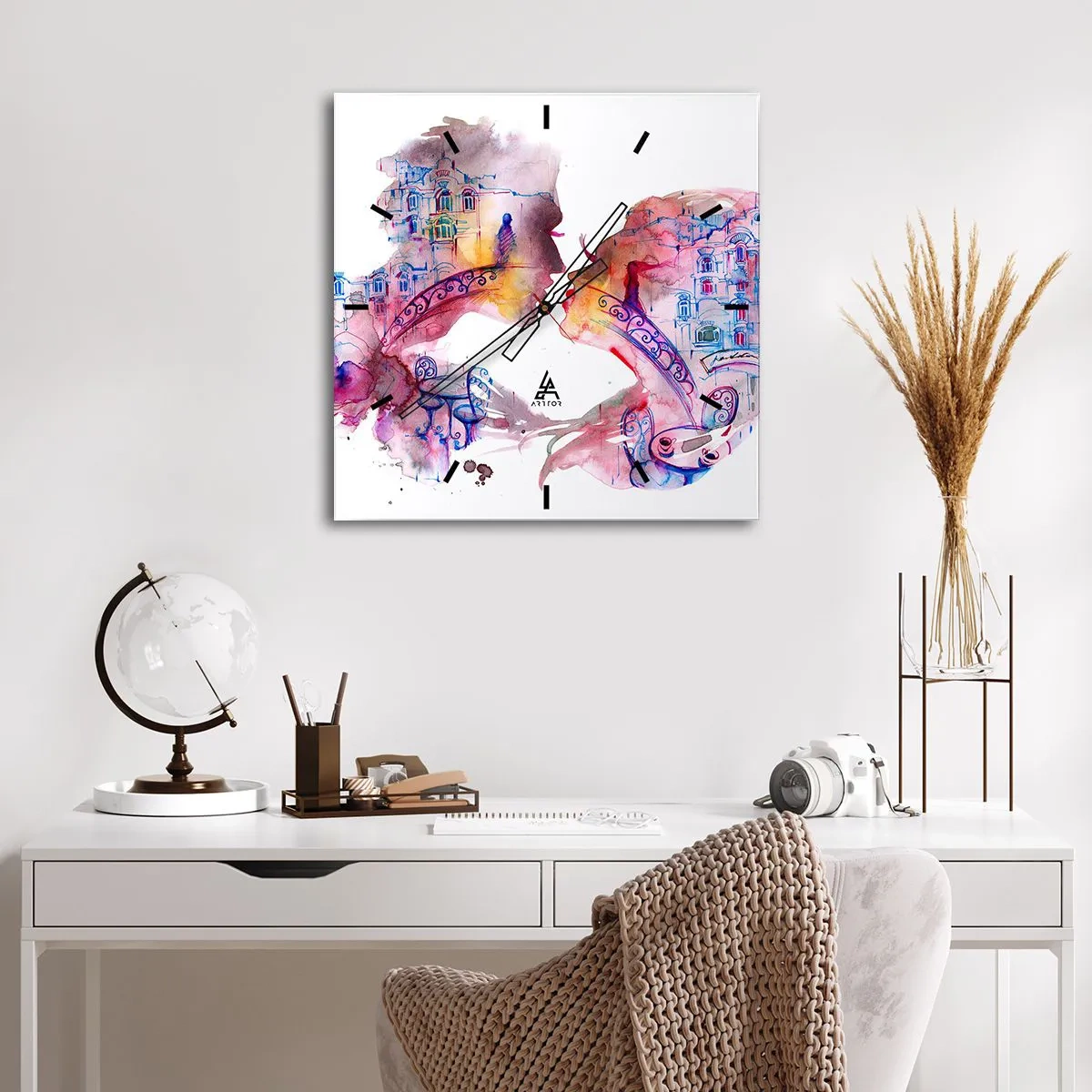 Ceas de perete - Ceas pe sticlă - Podul secret al suspinelor - 40x40 cm