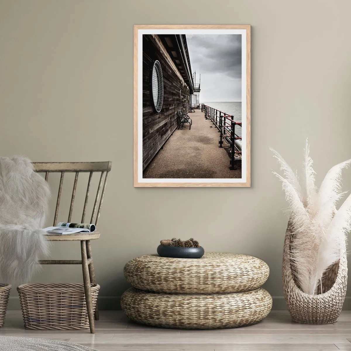 Poster în ramă de stejar deschis - Timpul s-a oprit - 61x91 cm