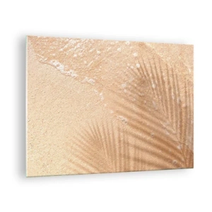 Tablou pe sticlă - Plajă și umbră pe nisip - 70x50cm - Umbra unei veri fierbinți - Decorațiune modernă pentru perete pentru living și dormitor ARTTOR