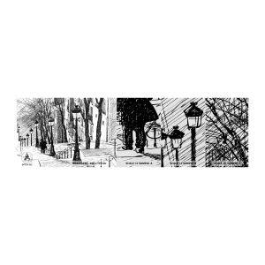 Mostră tapet Premium Sand - Poveste de dragoste sau poveste de groază? - Montmartre, Arhitectură, Paris - 100x30 cm
