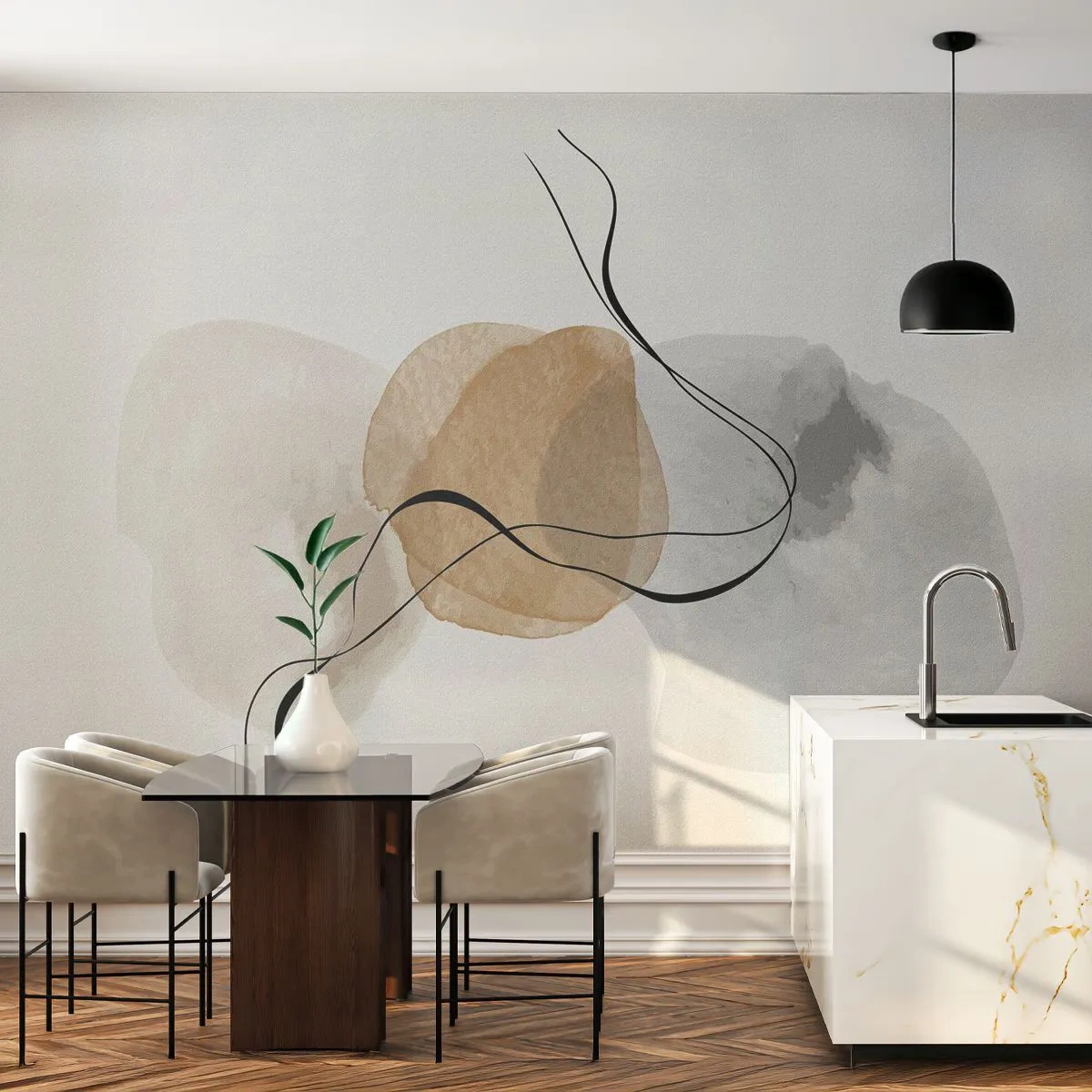 Tapet Premium Sand - Mărgele de aer - Abstracția, Bucată, Model modern - 400x280 cm