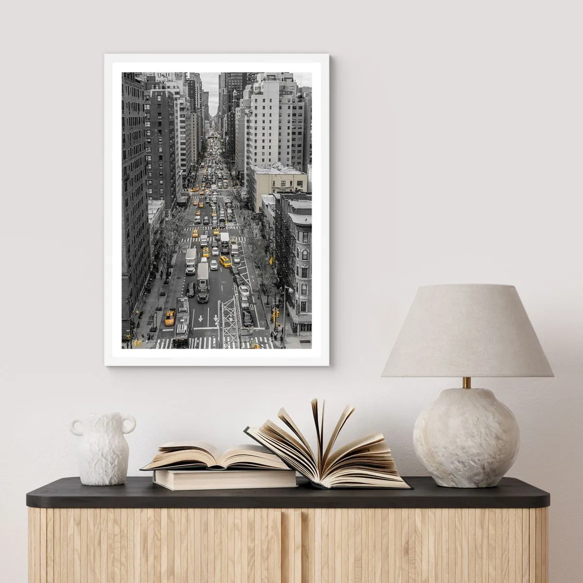 Poster în ramă albă - Viața în New York - 61x91 cm