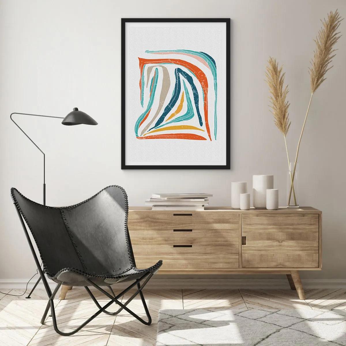 Poster în ramă neagră - Abstracție prietenoasă și zâmbitoare - 61x91 cm