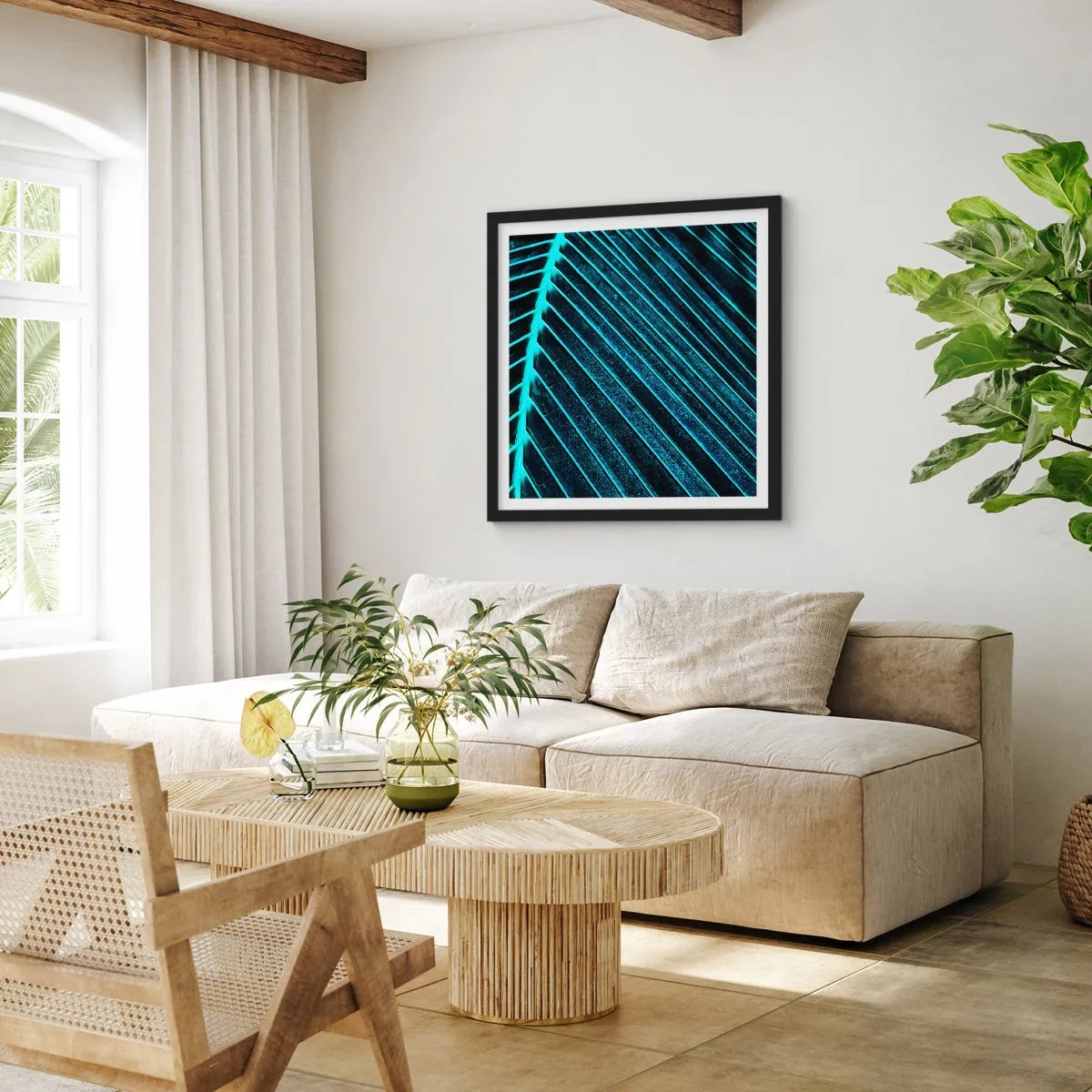 Poster în ramă neagră - Textura verdelui - 60x60 cm