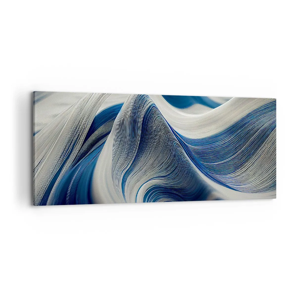 Tablou pe pânză - Fluiditate de albastru și alb - 100x40 cm