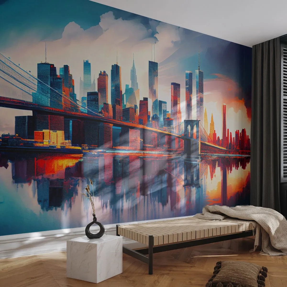 Tapet Premium Sand - New York fenomenal - Oraș, Pod, Arhitectură - 100x70 cm