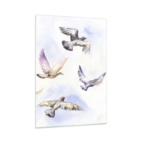 Tablou pe sticlă - Libertatea în gri și albastru - 50x70 cm