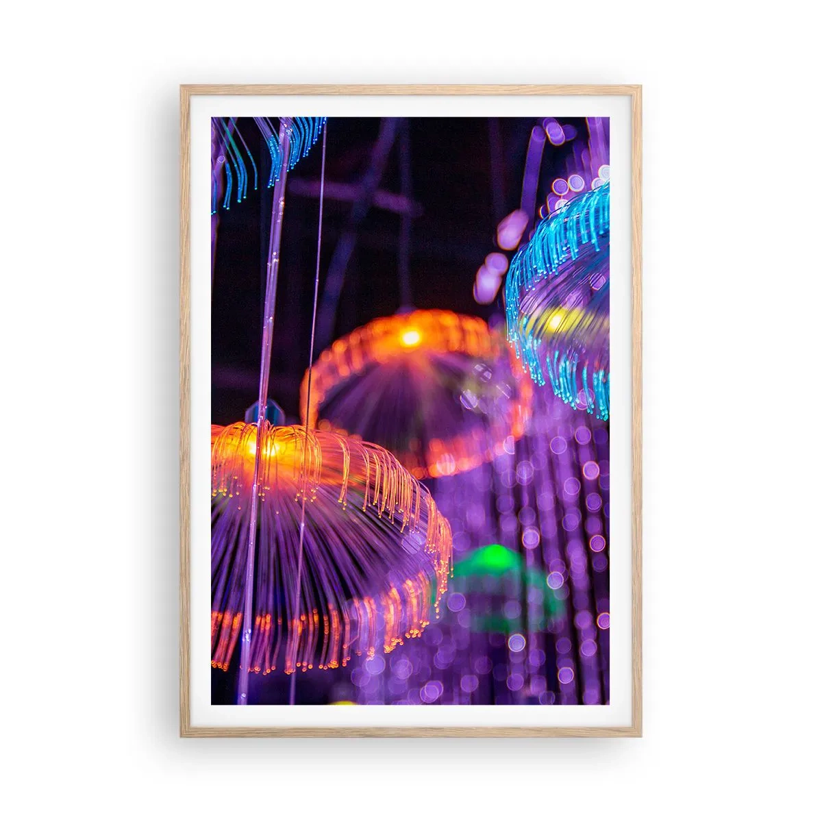 Poster în ramă de stejar deschis - Fântână de lumină - 70x100 cm