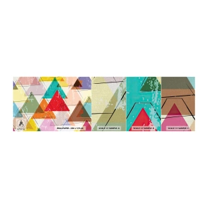 Mostră tapet Premium Canvas - Trei câte trei - Abstracția, Bucată, Triunghiuri - 100x30 cm