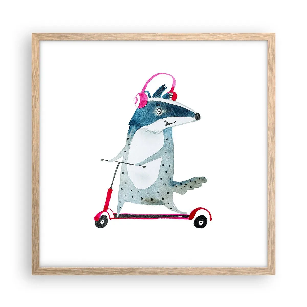 Poster în ramă de stejar deschis - Bucurie de bursuc - 50x50 cm