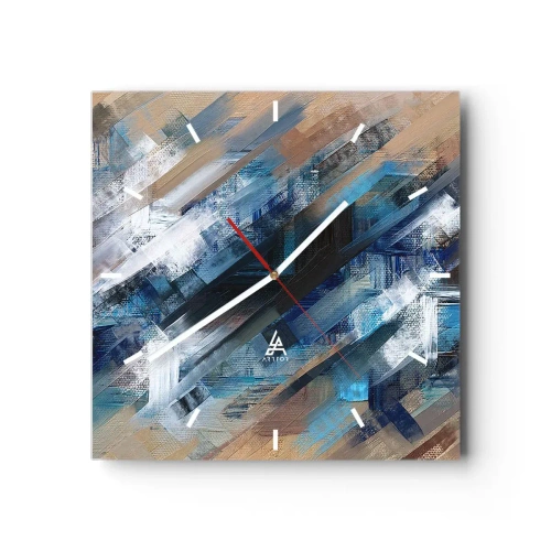 Ceas de perete - Ceas pe sticlă - Pe o pantă albastră - 40x40 cm