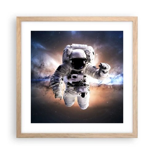 Poster în ramă de stejar deschis - Salutări din spațiul cosmic - 40x40 cm