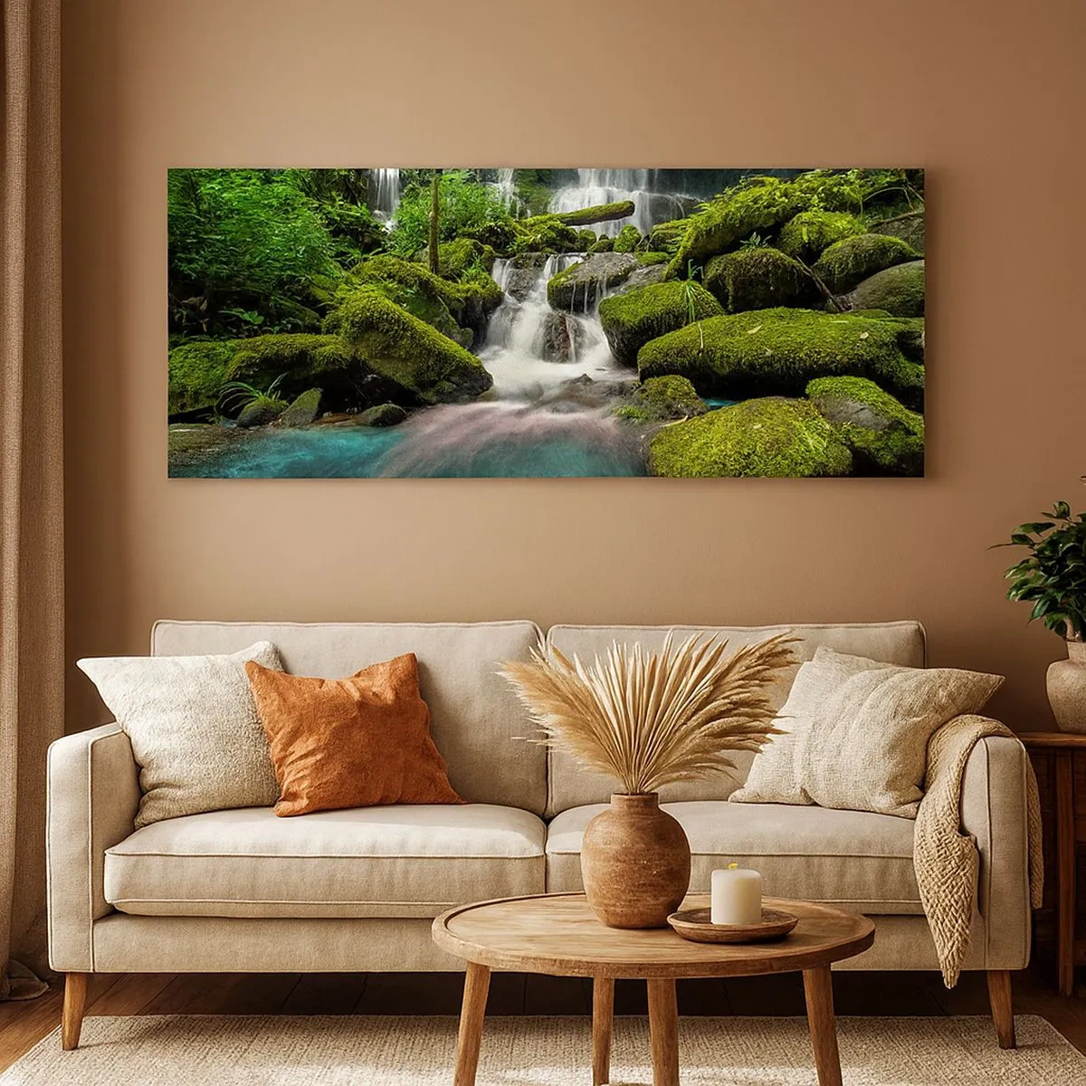 Tablou pe pânză - Turcoaz, safir și argint lichid - 100x40 cm