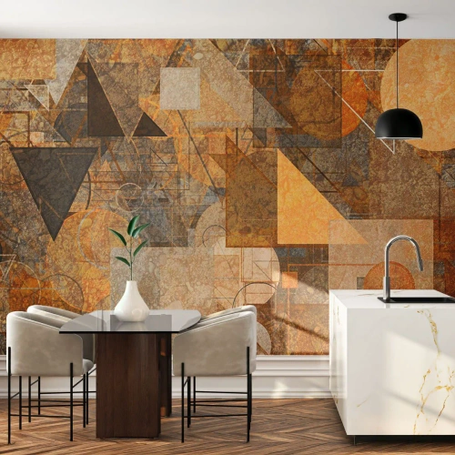 Tapet Premium Sand - Studiu cubist de bronz - Abstracția, Bucată, Artă Modernă - 400x280 cm