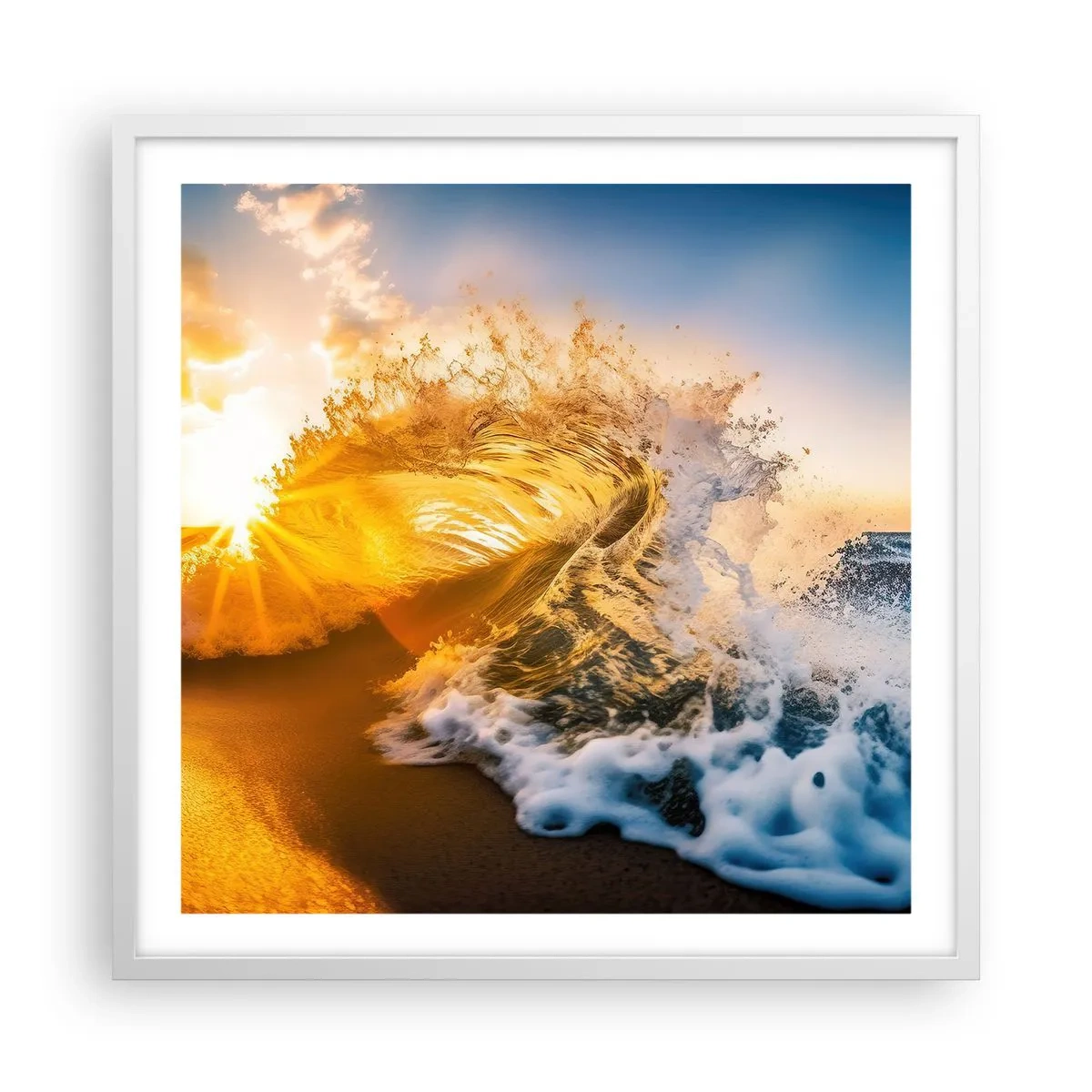 Poster în ramă albă - Joc în nisip - 60x60 cm