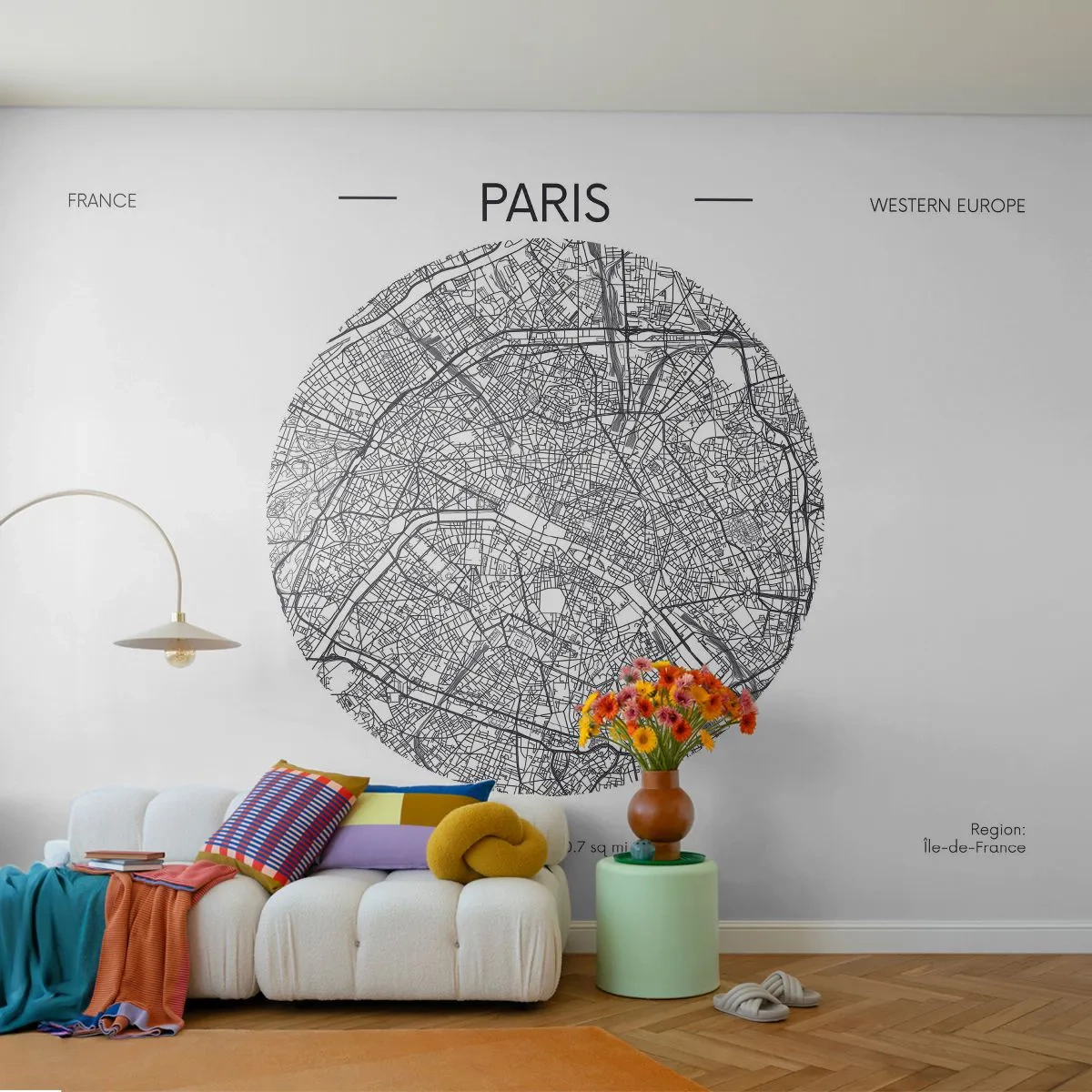 Tapet Standard Eco - Anatomia Parisului - Hartă, Paris, Franţa - 350x256 cm